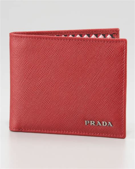 prada wallet mens red|Prada saffiano card wallet.